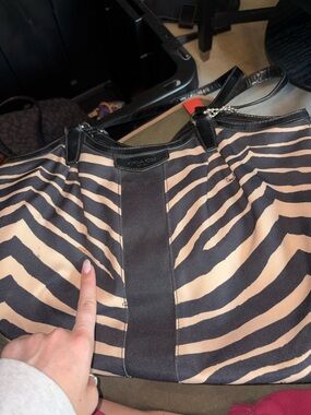 Coach Zebra-Print Tote in Black and Tan